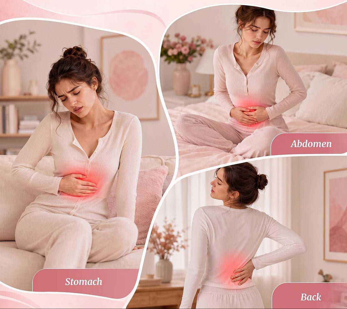 Portable Heating Pad for Cramps Upgraded Cordless Electric Period Heat Pad for Back Menstrual Belt 6 Heat 6 Massage Mode Gifts for Women Girl Her Girlfriend Pink