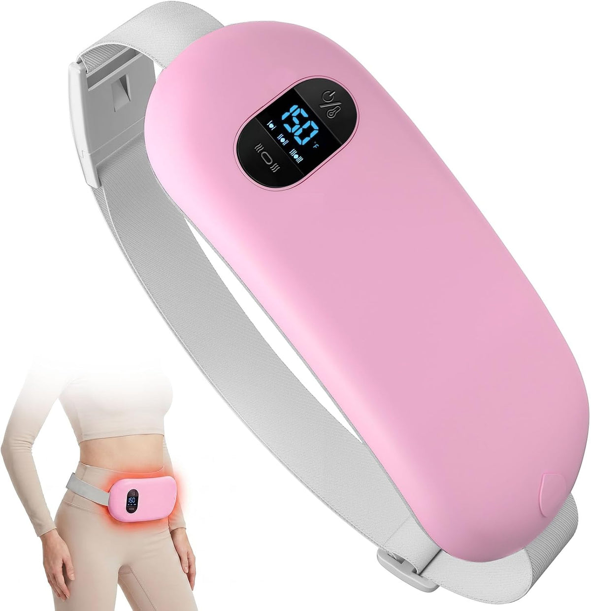 Portable Heating Pad for Cramps Upgraded Cordless Electric Period Heat Pad for Back Menstrual Belt 6 Heat 6 Massage Mode Gifts for Women Girl Her Girlfriend Pink